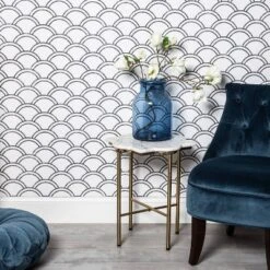 Scallops Peel & Stick Wallpaper Black/White - Opalhouseā¢: Removable Vinyl, Self-Adhesive, Washable, 27.5 Sq Ft Coverage