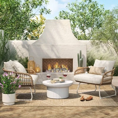 Southport Outdoor Patio Chair With Metal Legs, Club Chair Natural/White - Opalhouse™ 1 Southport Outdoor Patio Chair With Metal Legs, Club Chair Natural/White - Opalhouse™