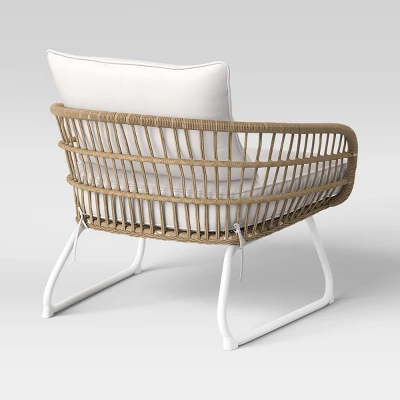 Southport Outdoor Patio Chair With Metal Legs, Club Chair Natural/White - Opalhouse™ 3 Southport Outdoor Patio Chair With Metal Legs, Club Chair Natural/White - Opalhouse™ - Image 3