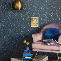 Celestial Peel & Stick Wallpaper Navy/Gold - Opalhouseā¢: Removable Vinyl, Self-Adhesive, Stain-Resistant, 27.5 Sq Ft Coverage