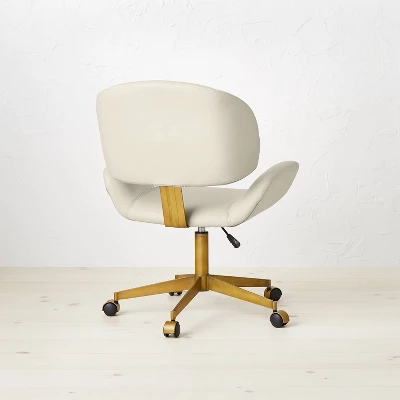 Mahonia Faux Leather Office Chair Cream/Aged Brass - Opalhouse™ Designed With Jungalow™ 3 Mahonia Faux Leather Office Chair Cream/Aged Brass - Opalhouse™ Designed With Jungalow™ - Image 3