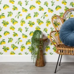 Lemons Peel & Stick Wallpaper Yellow - Opalhouseā¢: Cute Removable Vinyl, Repositionable, Stain-Resistant, Washable