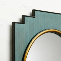 24" X 30" Wood And Brass Wall Mirror Blue - Opalhouse™ Designed With Jungalow™ -Opalhouse GUEST f407ccfd fdd0 4cb1 93d2 7fd5b5de6ac7