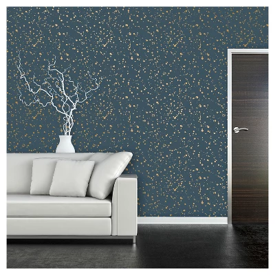 Celestial Peel & Stick Wallpaper Navy/Gold - Opalhouse™: Removable Vinyl, Self-Adhesive, Stain-Resistant, 27.5 Sq Ft Coverage 3 Celestial Peel & Stick Wallpaper Navy/Gold - Opalhouse™: Removable Vinyl, Self-Adhesive, Stain-Resistant, 27.5 Sq Ft Coverage - Image 3